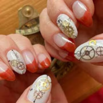 Steampunk nails for autumn 2021 with real watch parts…